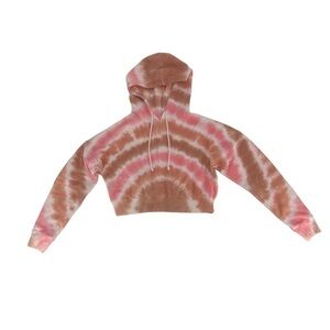 Aeropostale Pink Brown Tie Dye Crop Hoodie Sweatshirt Size XS Women’s